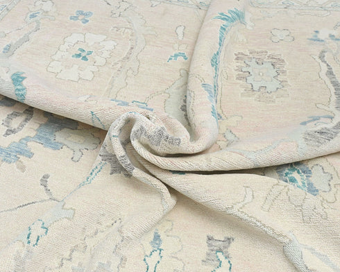 10x14 Beige Oushak Turkish Hand Knotted Soft Wool Area Rug